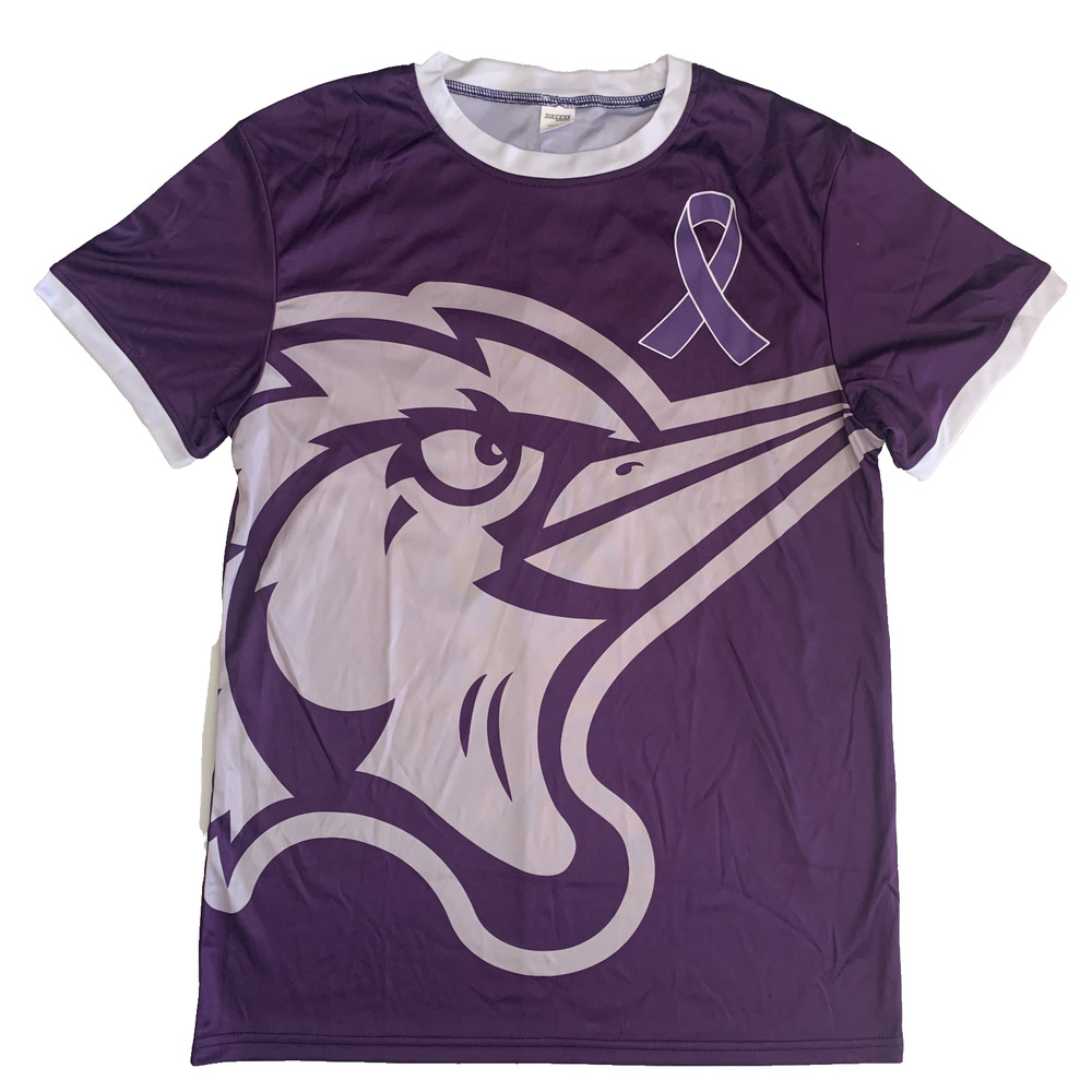 Success Brand Men's Sz M MiLB Fayetteville Woodpeckers #23 Purple Ribbon T-Shirt